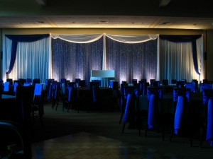 Monochromatic Blue Color Palette with Blue Uplighting and Crystal Blue Backdrop
