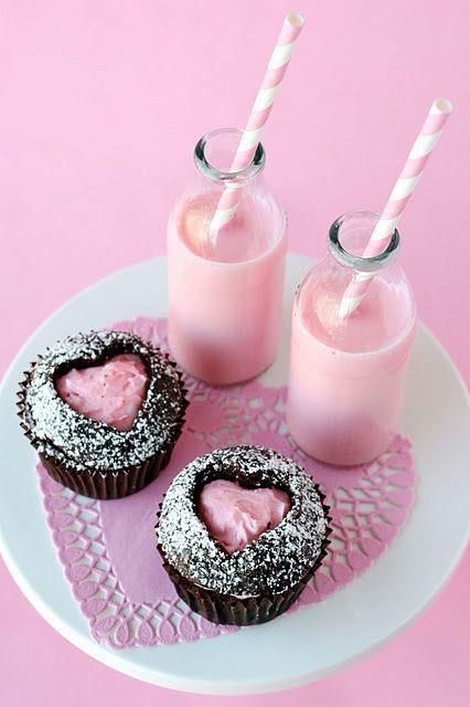 How can you resist cupcakes and strawberry milk!
