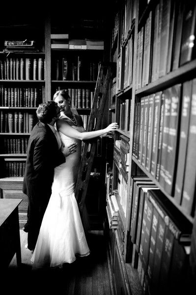 library wedding photo