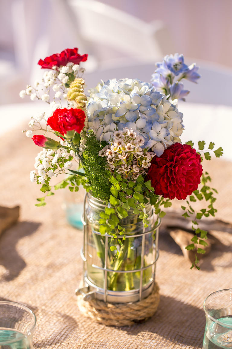 red white and blue centerpieces