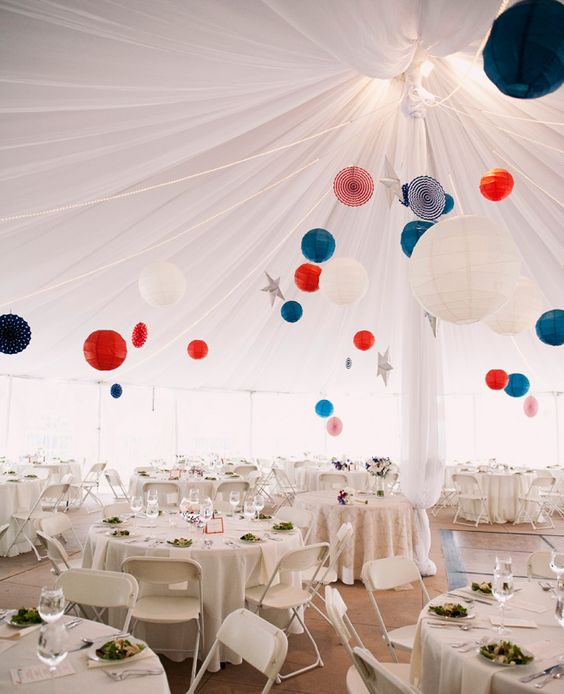 red white and blue hanging decor
