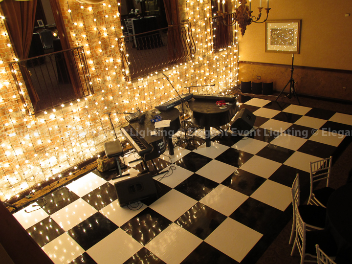 Black & White Wedding Dance Floor | Elegant Event Lighting